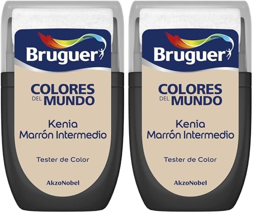 Bruguer Tester Colores del Mundo Pintura para paredes monocapa Kenia Marrón Intermedio, 1 Unidad (Paquete de 2)