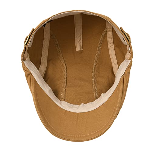 Voboom Men Cotton Newsboy Beret Hat Duckbill Buckle Cabbie Cap (Cotton-Brown) #TOP5
