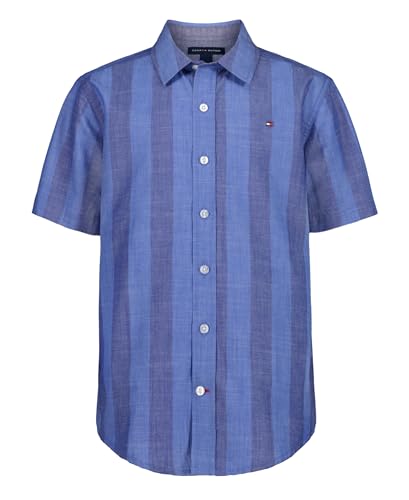 Tommy Hilfiger Boy's Short Sleeve Blue Skies Plaid Shirt (Big Kids)