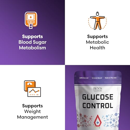 Image of Ben's Natural Health Glucose Control Supplement with Berberine, Chromium, Inositol, Magnesium, 12 Ingredient Complex for Glucose and Carbohydrate Metabolism Support, 120 Capsules, 6 Pack