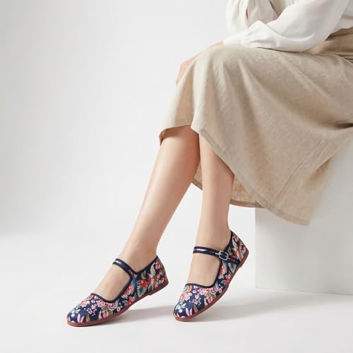 Image of Womens Classic China Flats, Casual China Doll Shoes, Cotton Mary Janes, Chinese Tai Chi Shoes