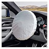 Car Steering Wheel Cover Sun Shade, Anti-Heat Steering Wheel Protector, Universal 18 Inch Auto Steering Wheel Sun Block Cover, Steering Wheel Shield Accessories for Most Car Truck SUV (Silver)