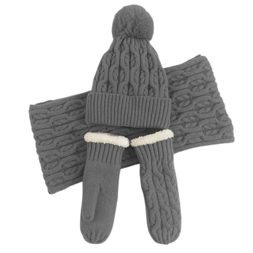 Bonnet tricot femme écharpe gants coffret cadeau hiver pompon