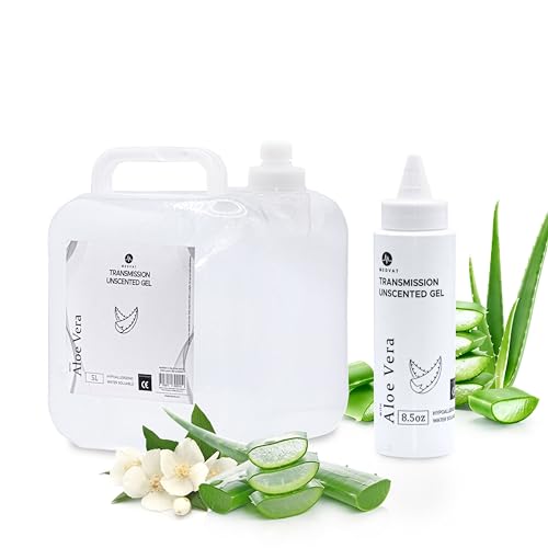 Medvat Conductive Transmission Gel with Aloe Vera – Unscented - Non-Irritating - Massage, Muscle Stimulation, Microcurrent - 5 Liter with 8.5oz. Refillable Bottle