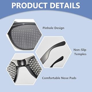 2 Pièces Lunettes Sténopéïques Unisex à Grille Détente, Verres avec Supports Pliables, Sténopé Repos Soleil à Trous Mode Petit Trou pour Réduire la Fatigue (Noir, Blanc)