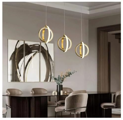 Image of Modern LED Ring Pendant Hanging Light with 3 Color Changing (White /Warm /Natural White) - Adjustable Hanging Ceiling Light for Bedroom, Living Room & Dining Etc
