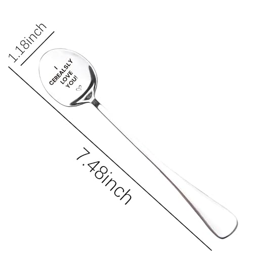 Couples Spoon Gift for Girlfriend Boyfriend Birthday Christmas Gifts for Husband Wife Wedding Anniversary Presents for Men Women Fiance Fiancee Wedding Gifts I Cerealsly Love You Cereal Spoon - Image 3