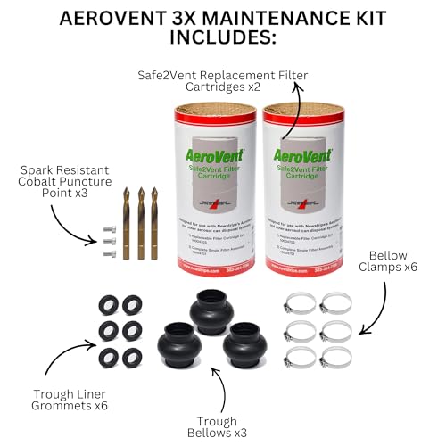 Image of AeroVent 3X Maintenance Kit (Part# 10004734) | for AeroVent 3X Aerosol Can Disposal System | Includes Safe2Vent Filters & Spark Resistant Puncture Points | Made in USA