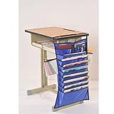 System-S Universal Organizer für Schreibtisch und Wand Aufbewahrungstasche Hängetasche für Zeitschriften Tablet PC 12 Fächer in Blau