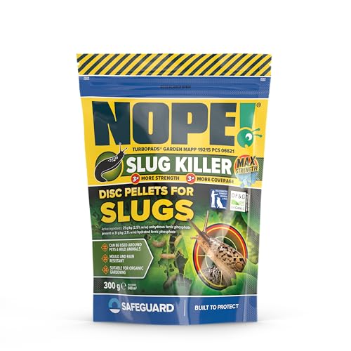 NOPE! Slug Killer Pellets for Gardens 500 m2 Coverage | Max-Strength Rainfast & Mould-Resistant | 300g | Save Veg Fruits & Plants | Approved for Organic Gardens