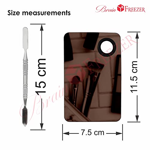Image of Brain Freezer Shiny Makeup Palette with Stainless Steel Square Shape Spatula, Rose Golden 100 g
