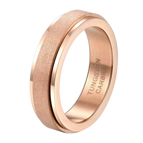 Bague fiançailles homme tungstène 6mm or rose mate de luxe brossé alliance de mariage