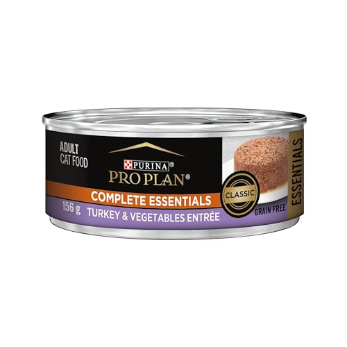 Purina Pro Plan Complete Essentials Wet Cat Food, Turkey & Vegetable Entree – 156 g Can (24 Pack)