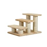 Mit weichem Plüsch bezogen PawHut Tiertreppe Katzentreppe Hundetreppe 3 Stufen Treppe für Katze und Hunde Plüsch Creme 45 x 35 x 34 cm