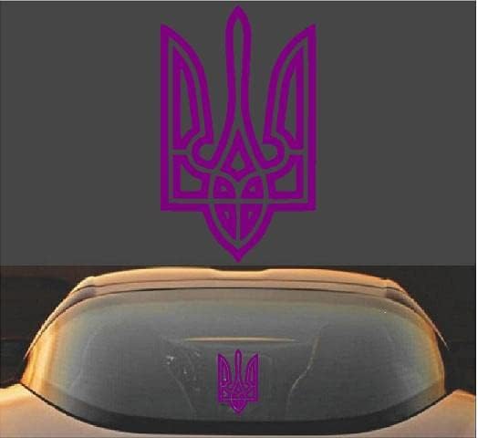 Miniatura 11 de Adhesivo de vinilo con bandera ucraniana de Tryzub con escudo de armas de Ucrania (8 x 5 pulgadas, gris)