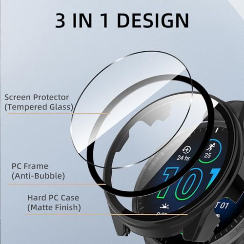 Image of Case Compatible with Garmin Forerunner 965, Hard PC Case with Tempered Glass Screen Protector, All-Round Protection, Scratch-Resistant and Shock-Absorbing Protective Case for Garmin Forerunner