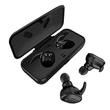 ❤ Reichweite: 10 Meter Mini Bluetooth Headsets, 4.1 Wireless Stereo HIFI Kopfhörer Touch Control Headset IPX5 Wasserdicht Headset für iPhone Samsung, etc (2 magnetische Ladegeräte Tragetasche) (Farbe : Schwarz)