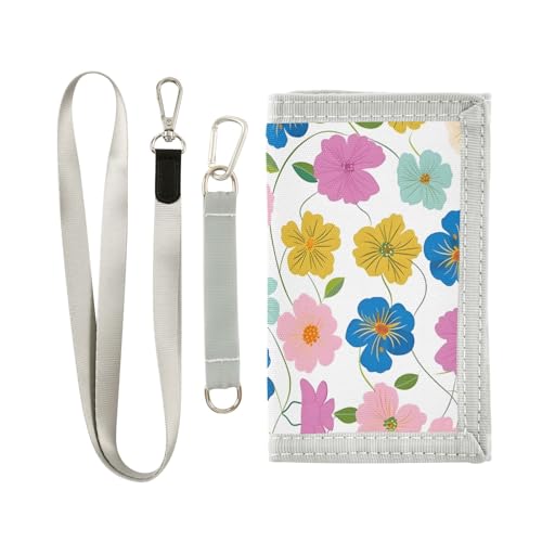 ALAZA Kids Wallets for Boys Girls Toddler Trifold Wallet Children Small Pink Blue Flower with Zipper Coin Pocket