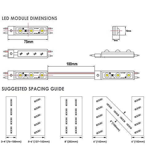 Image of LED Module, Decorative Light White 10pcs 5 Ft 5730 SMD 150LM Per Module IP65 Waterproof for Letter Sign Advertising Signs With Tape Adhesive Backside (White Light)