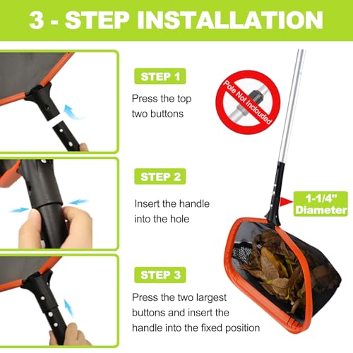 Wxfana WGU30046 Pool Net, Pool Skimmer Net With Double-Layer Netting Bag, Aluminum Frame, Deep Nylon Net, Large Capacity Pool Cleaning Net, Leaf Skimmer Rake Net thumb #5