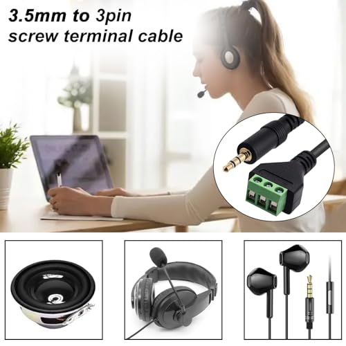 Cable adaptador Jack 3.5mm a terminal atornillado 30 cm 2 unidades miniatura 6