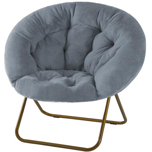 DUMOS Comfy Saucer Chairs Cozy Faux Fur Soft Lounge Cute Folding...