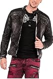 Cipo & Baxx CJ236 Jacket Korean Collar Interior Faux Leather Men's Jacket - m (S) Black
