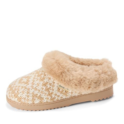 Image of Dearfoams Women's Memory Foam Cozy Soft House Slippers Gifts for Women Hannah Knit Clog House Shoes