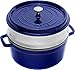 STAUB Cacerola/Cocotte con Vaporera de Hierro Fundido, Diámetro de 26 cm, 5,2 L, Esmaltado Interior Negro, Azul Oscuro