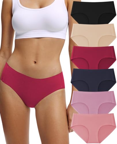 Image of Seamless Cotton Underwear for Women No Show Bikini Panties 6 Pack