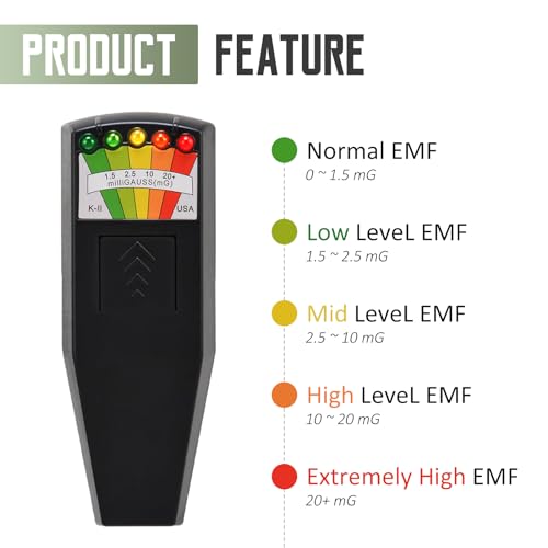 Image of K2 EMF Meter Magnetic Field, Radiation Detector Portable, 5 LED Ghost Hunting Detector, K2 EMF Meter Paranormal Equipment Tester 50 Hz - 20,000 Hz