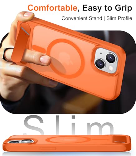 Image of Magnetic Compatible with iPhone 15 Case, [Built-in Invisible Kickstand][Compatible with MagSafe] [Military Grade Shockproof] Slim Translucent Matte Phone Case for iPhone 15 6.1 inch