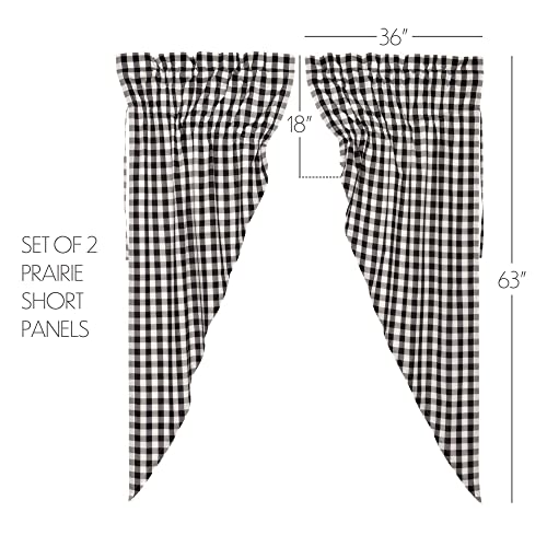VHC-Brands-Annie-Buffalo-Check-Curtain-Prairie-Panel-Set-63x36x18-Black VHC Brands Annie Buffalo Check Curtain Prairie Panel Set 63x36x18 Black