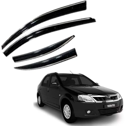 Image of CAR SAAZ Chrome Line Door Visor for Verito (2016-2019) (Set of 4Pcs) | Rain Guard | Wind Deflector