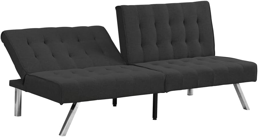 Wood Frame, Stainless Leg, FUTON, Sofa Bed Black