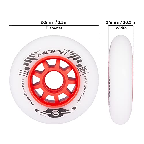 Skt Hp Speed Inline Skate Wheels, 8 Pack 90Mm 85A Replacement Roller Skate Wheels For Outdoor Speed Skating Skate #TOP3