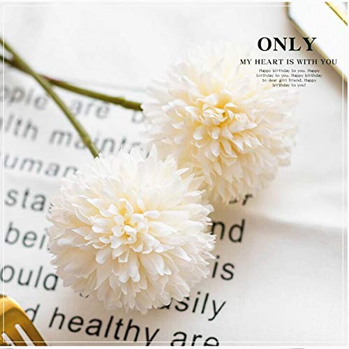 Shine-Co Lighting Artificial Chrysanthemum Ball Flowers Hydrangea Arrangement Bouquet 10Pcs Present For Friends Decor For Home Office Coffee House Parties And Wedding (Milk White) #TOP3