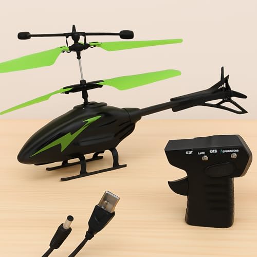 Image of Gravity Sensor Trigger Remote Helicopter Toy for Boys with Safety Sensor, Indoor Palm Sensing, Rechargeable with LED Lights I Pack of 1 (GG Green)