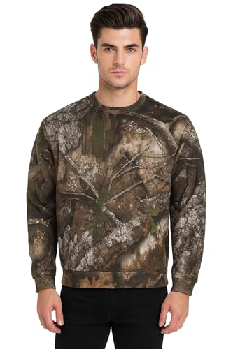 Realtree APX Camouflage Crewneck Pullover Sweatshirt Premium Dura Polyester Fleece Performance for Men and Women