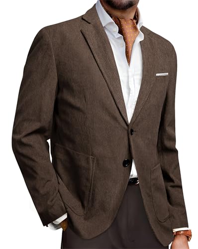 Barry.Wang Mens Vintage Blazer Corduroy Sport Coat Regular Fit Suit Jacket Halloween Christmas Holiday Cruise
