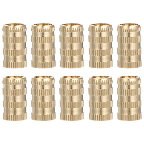 FRCOLOR 10Pcs M10 Knurled Brass Threaded Insert Nuts 11.5X20Mm Female Thread Embedment for 3D Printer Parts Industrial Fasteners
