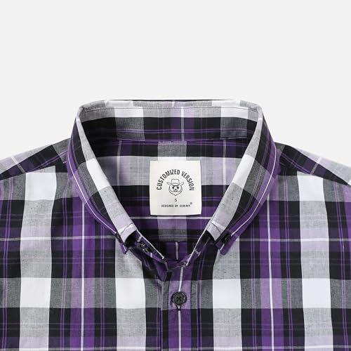 Image of Dubinik Mens Short Sleeve Button Down Shirts Soft Breathable Summer Vintage Regular Fit Lightweight Men's Casual Shirt