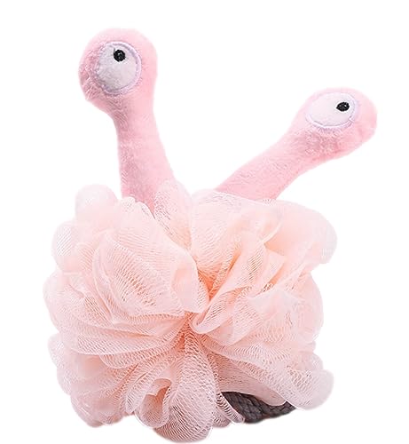 NIOIPXA Shower Loofah Bath Sponge Snail-Shaped Body Scrubber (Pink)