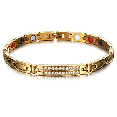 SASKATE Bracelet brillant en acier titane pour femme avec cristaux incrustés Cover