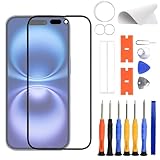ERYNK Für iPhone 16 A3287, A3081, A3286, A3288 Display Glas Frontglas Reparatur Replacement Set [mit OCA Kleber] [No LCD Screen] 6.1 Zoll with Werkzeugsatz