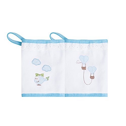 Paninho De Boca Bordados Papi Com Prendedor De Chupeta 40Cm X 40Cm 02 Un, Papi Textil, Azu