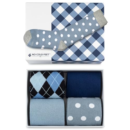 Men’s Dress Socks Gift Box Set, Fun Colorful Patterned, Mid-Calf, Cotton Blend, 2 Pack/4 Pack