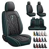 ANKIV Premium Faux Leather Fully Covered Car Seat Cover Custom Fit for Land Rover Range Rover 2000-2023 Non-Slip Interior Seat Cushions Protectors (Full Set 5 Seats,Black Green)