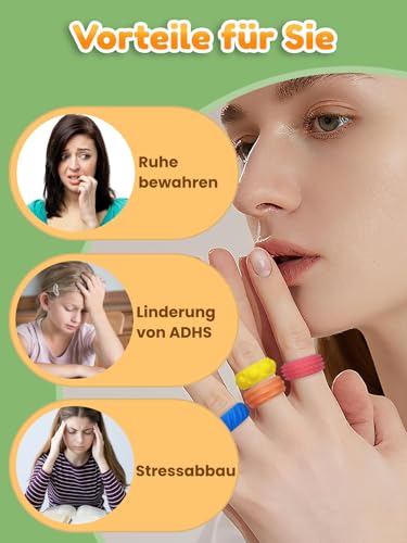 Willingood 12 Stück Silikon Fidget Toys, Anti-Stress Ring für Kinder und Erwachsene, Sensorik Spielzeug, Massageringe für Finger Akupressurring, Fidget Ring für Anxiety, ADHD, Autismus