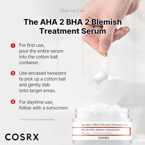 COSRX AHA 2% BHA 2% Blemish Treatment Serum, Quick & Easy Spot Care (50g) | 30+ Cotton Balls, Spot Treatment, Blackheads & Whiteheads, Sebum Control, Paraben Free, Phthalates Free, Korean Skin Care - image 7